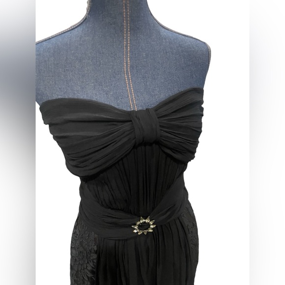 REDUX Charles Chang-Lima Black Silk Jewel Adorned Draped Lace Dress Size 6 - Picture 8 of 11